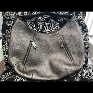 Cole Haan Village Zip Hobo Dark Silver